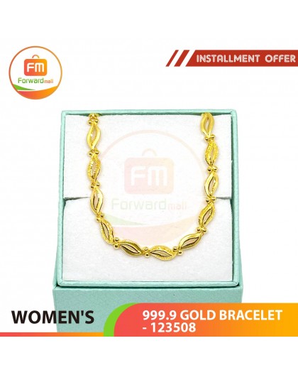 WOMEN'S 999.9 GOLD BRACELET- 123508: 17cm/2.56 錢(9.60gr)