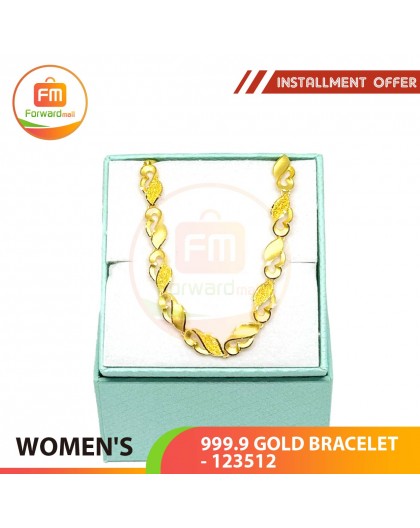 WOMEN'S 999.9 GOLD BRACELET- 123512: 17cm/2.59 錢(9.71gr)