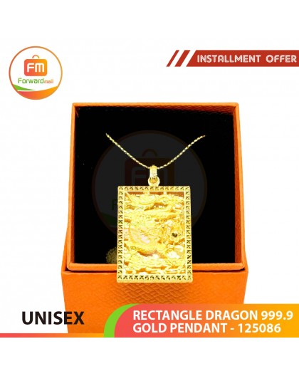 RECTANGLE DRAGON 999.9 GOLD PENDANT - 125086