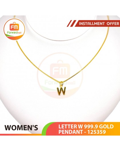 LETTER W 999.9 GOLD PENDANT - 125359