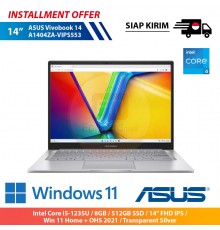 【IND】ASUS Vivobook 14 A1404ZA-VIPS553 [Intel Core i5-1235U / 8GB / 512GB SSD / 14″ FHD IPS / Win 11 Home + OHS 2021 / Transparen