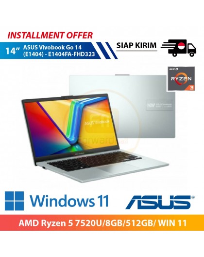 【IND】ASUS Vivobook Go 14 (E1404) - E1404FA-FHD323 14" (AMD Ryzen 5 7520U/8GB/512GB/ WIN 11)