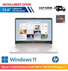 【IND】Laptop HP 14s-fq1009AU Ryzen 3 5300U Radeon 8GB RAM 512GB SSD Windows 11 15.6 Inch AMD