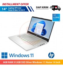 【IND】Laptop HP Intel Core i5 Gen 12 Iris X 8GB RAM 512GB SSD Silver Windows 11 Home 14 Inch