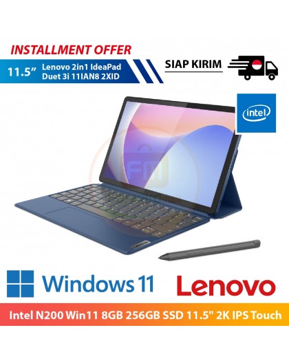 【IND】Lenovo 2in1 IdeaPad Duet 3i 11IAN8 2XID Intel N200 Win11 8GB 256GB SSD 11.5" 2K IPS Touch