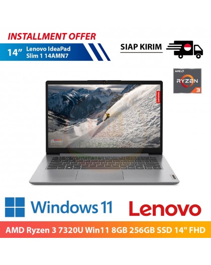 【IND】Lenovo IdeaPad Slim 1 14AMN7 AMD Ryzen 3 7320U Win11 8GB 256GB SSD 14" FHD