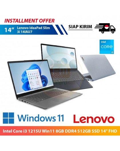 【IND】Lenovo IdeaPad Slim 3i 14IAU7 Intel Core i3 1215U Win11 8GB DDR4 512GB SSD 14" FHD