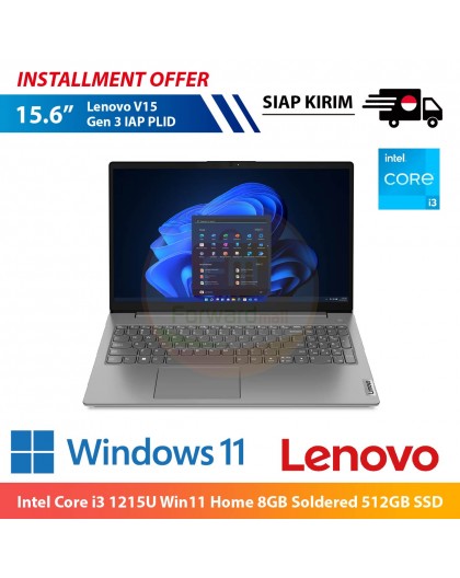 【IND】Lenovo V15 Gen 3 IAP PLID Intel Core i3 1215U Win11 Home 8GB Soldered 512GB SSD 15.6" FHD