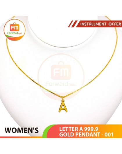 LETTER A 999.9 GOLD PENDANT - 001