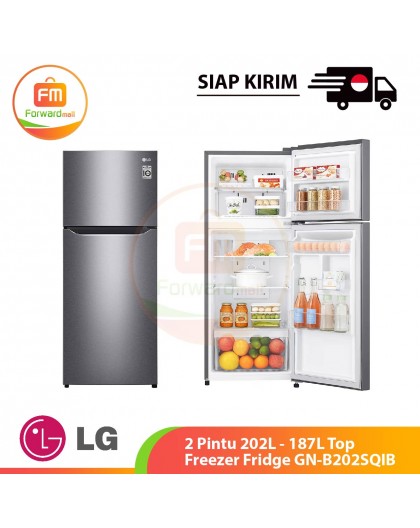 【IND】LG 2 Pintu 202L - 187L Top Freezer Fridge GN-B202SQIB