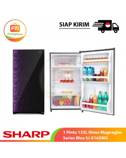 【IND】SHARP 1 Pintu 133L Shine Magneglas Series Blue SJ-X165MG