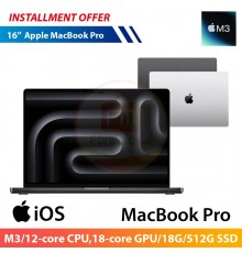 Apple MacBook Pro 16"(M3/12‑core CPU,18‑core GPU/18G/512G SSD)