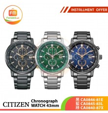 CITIZEN Chronograph WATCH 43mm 黑CA0846-81E/藍CA0845-83L/綠CA0840-87X